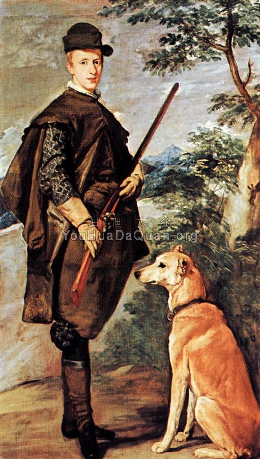 Portrait of Cardinal Infante Ferdinand of Austria with Gun and Dog - 迭戈·罗德里格斯·德·席尔瓦·委拉斯贵支